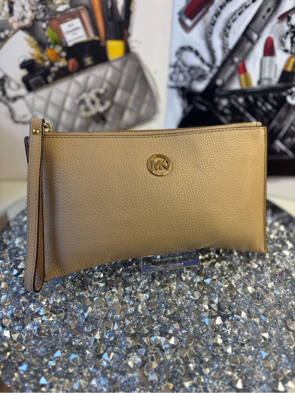 Michael Kors Fulton Leather Large Clutch Wristlet NWOT